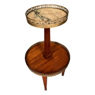 French Neoclassical Style Mahogany Side Table With Marble Top, Circa 1890 For Sale