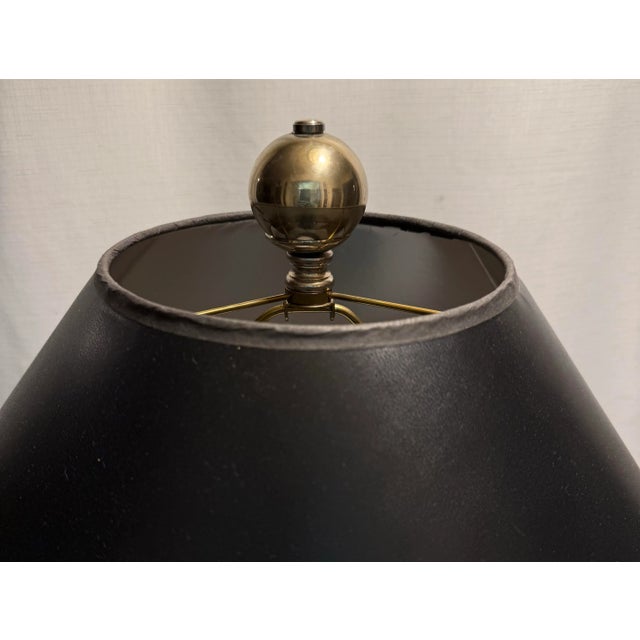 1980s Post-Modern Brass and Metal Floor Lamp With Black Shade by Hart Associates - Art Deco Style For Sale - Image 10 of 12
