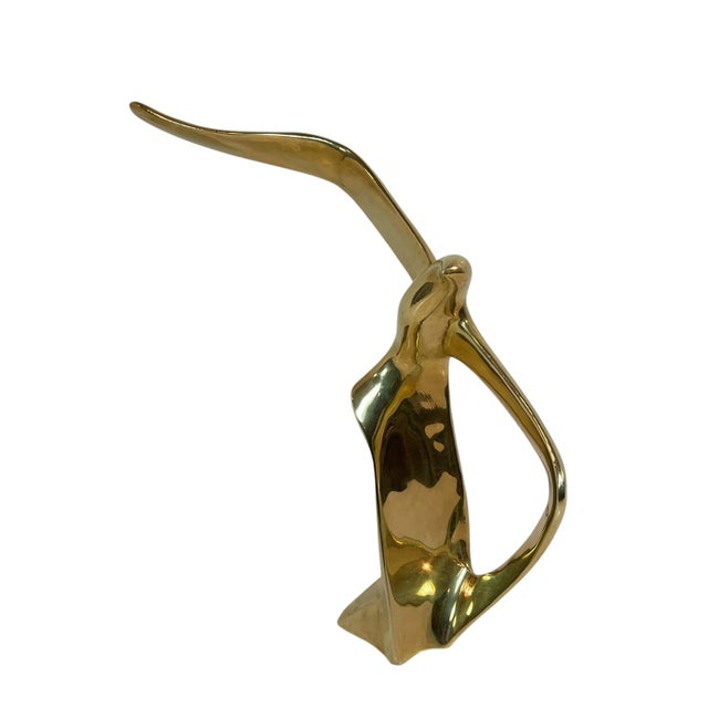 Metal Mid-Century Abstract Brass Seagull in Flight For Sale - Image 7 of 8