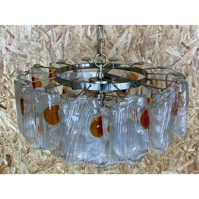 Large Murano Glass and Chrome Chandelier, 1960s For Sale - Image 8 of 13