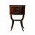 Antique, mahogany veneer side table with two drawers, lower shelf. Carved swans adorn the legs.