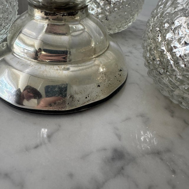 Glass Vintage Crate & Barrel Hollywood Regency Silver Mercury Glass Candle Accessory Set - 5 Pieces For Sale - Image 7 of 7