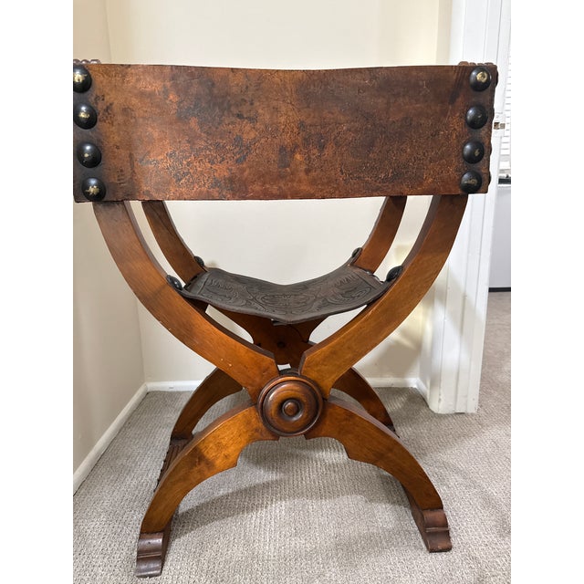 Antique Italian Renaissance Revival Savonarola (Dante) Chair, c.1900–1930 For Sale - Image 4 of 12