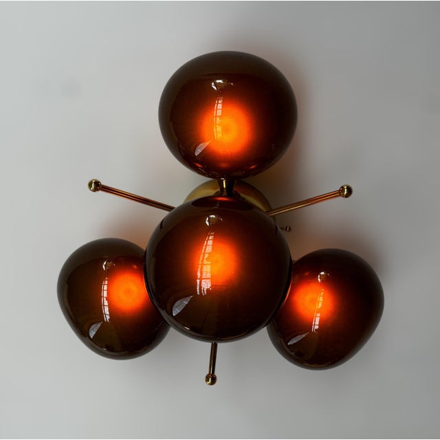 Glass Orchidea Polished Brass Frosted Smoky Pebble Flush Mount by Fabio LTD For Sale - Image 7 of 9