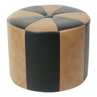 Vintage Brown 2-Tone Skai Ottoman, 1960s For Sale