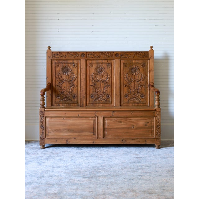 Mid 20th Century English Pine Carved Storage Bench For Sale - Image 17 of 17