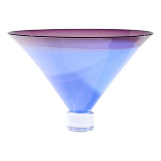 Philip Baldwin & Monica Guggisberg Mid Century Blue Art Glass Vase For Sale