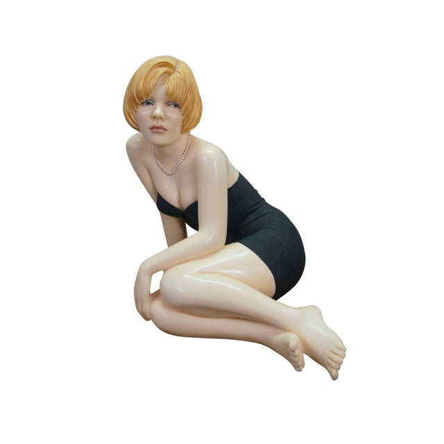 Rare Emily Kaufman "Nya" contemporary art statue / sculpture. Made of resin with hand applied oil paints. features a women...