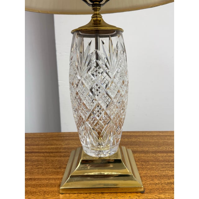 Gold Mid 20th Century Style After Waterford Etched Glass Table Lamp For Sale - Image 8 of 12