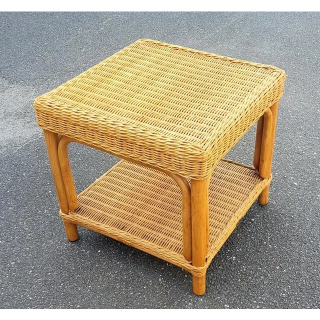 Vintage Wicker Side Table For Sale - Image 4 of 4