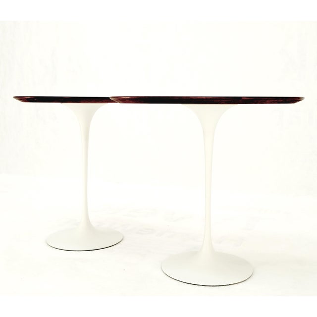 Knoll Saarinen Oval Walnut Tulip Side End Tables Stands - A Pair For Sale - Image 9 of 11