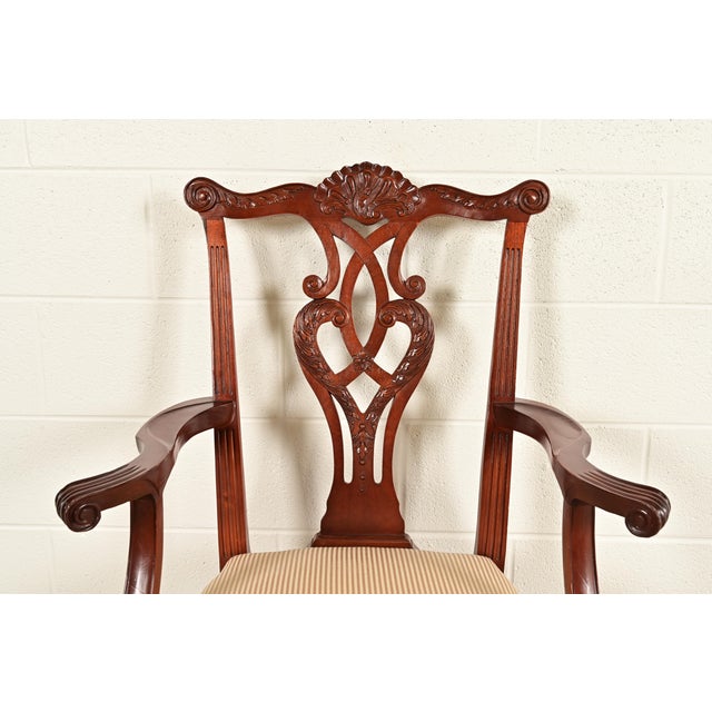 Baker Furniture Chippendale Carved Mahogany Armchairs, Pair For Sale In South Bend - Image 6 of 15