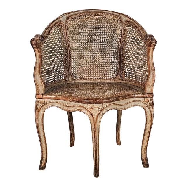 Louis XV Part Painted and Caned Desk Chair For Sale