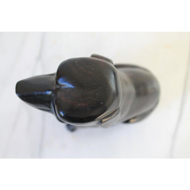 Vintage Folk Art Carved Iron Wood Dog Sculpture For Sale In Milwaukee - Image 6 of 10