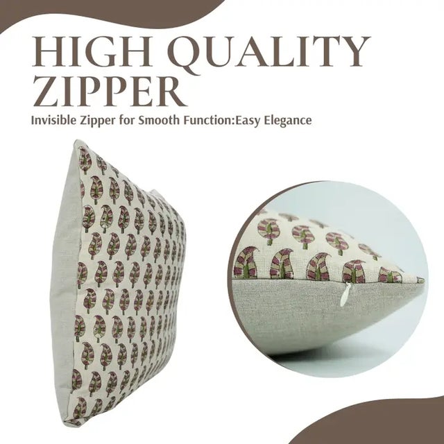 Contemporary Floral Home Decor Cushion Cover Pure Linen 26x26 Inch- Lil Paisley For Sale - Image 3 of 5