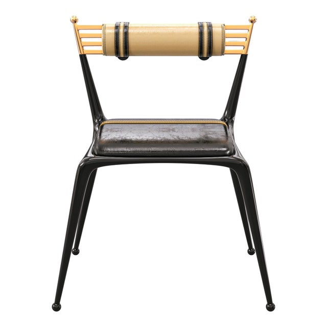 Art Deco "Magistrale" Chair, With Stainless Steel, Bronze, Tailor Made Leather For Sale - Image 3 of 9