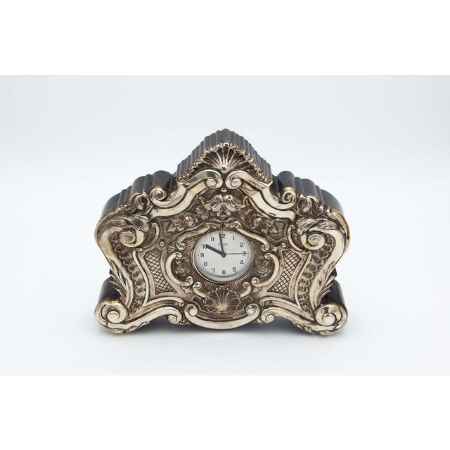 Clock with Wooden Structure and High Reliefs in Silver For Sale - Image 6 of 6