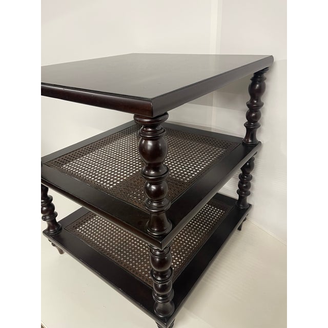 Vintage Three Tier British Colonial Revival Style Side Table For Sale - Image 13 of 16