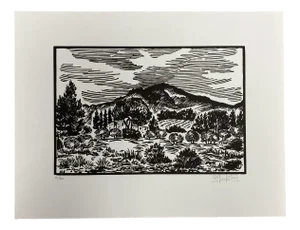 Sylvie Gruau, La Colline Provençale, Woodcut on Paper, 1991