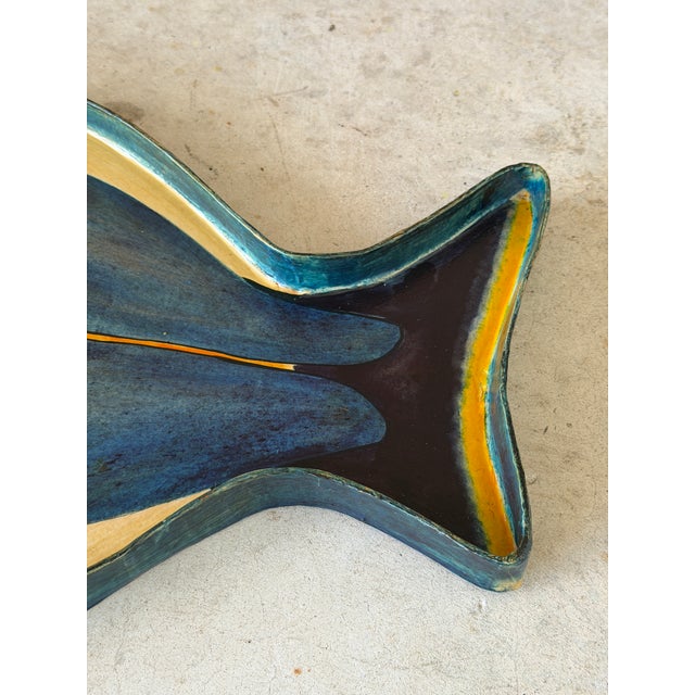 1980s Vintage Hand Painted Papier-Mâché Fish Serving Tray, Made in Mexico For Sale - Image 5 of 11