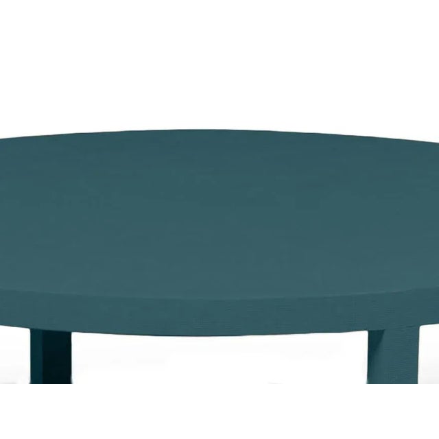 Raffia Wrapped Bermuda Turquoise Round Two-Layer Coffee Table For Sale - Image 4 of 5