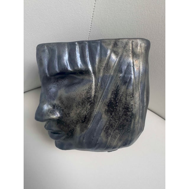 French Raku Visages Faces Vase by Virginie Hastoy For Sale - Image 4 of 6