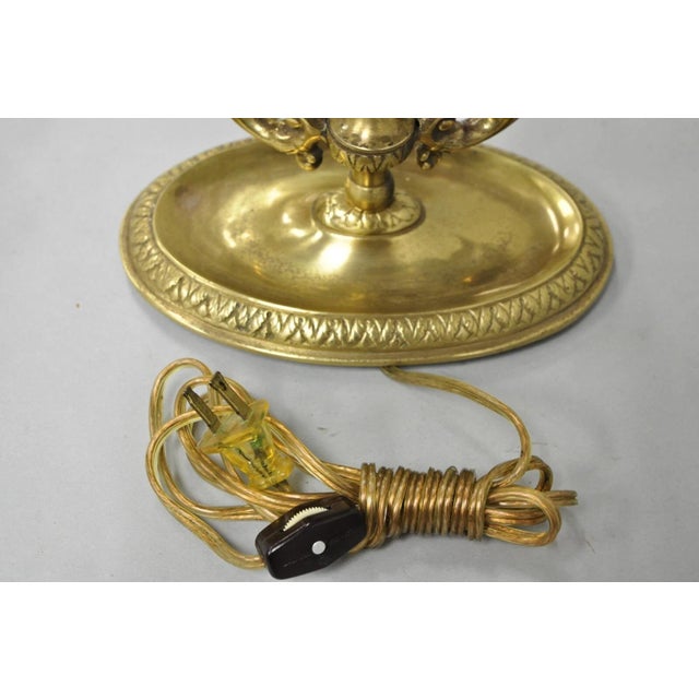 Mid 20th Century Vintage French Empire Tole Metal Oval Shade Small Brass Bouillotte Desk Lamp For Sale - Image 10 of 12