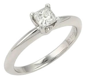 Tiffany & Co. 0.32ct F Vvs2 Princess Diamond Platinum Engagement Ring, Size 4