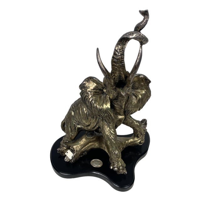 Silver-Plated Elephant Sculpture, 1970s For Sale