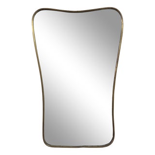 Vintage Italian Brass Wall Mirror, 1950s For Sale