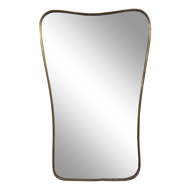 Vintage Italian Brass Wall Mirror, 1950s For Sale