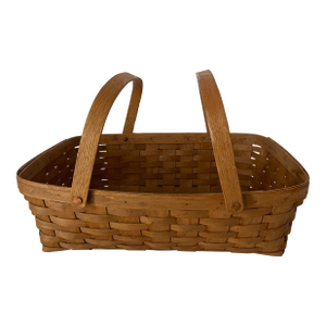 1950s American Handmade Signed Basket With Handles Ohio