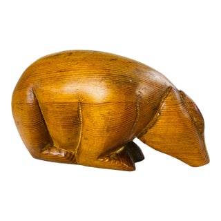 Mid Century, Modern Hand Sculpted Solid Oak, Impressionist Bear For Sale