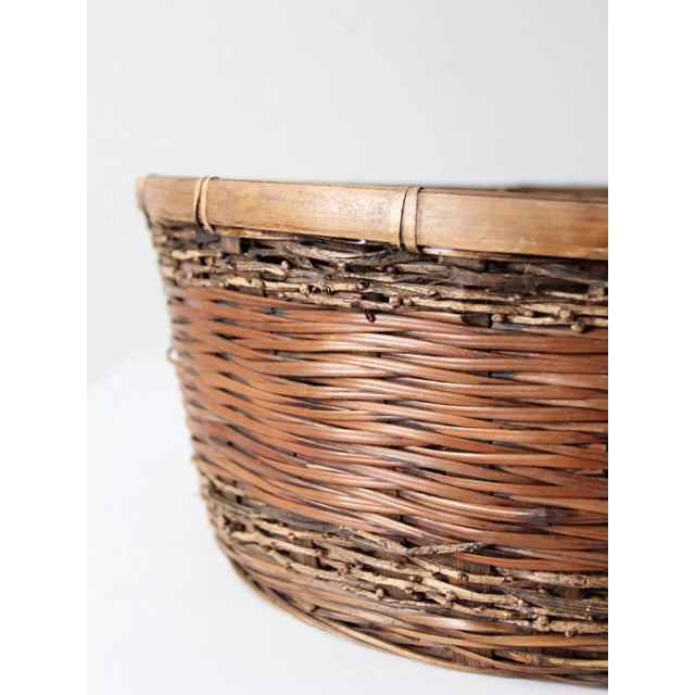 Contemporary Vintage Woven Reed Basket For Sale - Image 3 of 10