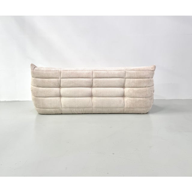 French Togo 3-Seater Sofa in Beige Corduroy attributed to Michel Ducaroy for Ligne Roset, 1970s For Sale - Image 12 of 13