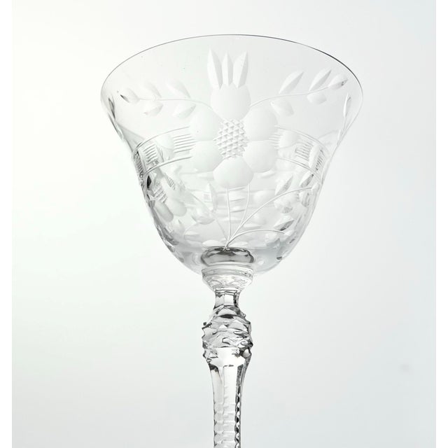 1940s Cambridge “Lucia” Etched Liquor Cocktail Cordial Wine Glass - Set of 6 For Sale In Dallas - Image 6 of 8