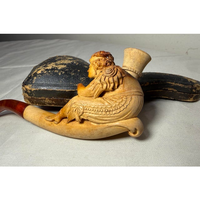 Antique 19th Century Carved Meerschaum Victorian Lady Figural Nyc Smoking Pipe For Sale - Image 11 of 17