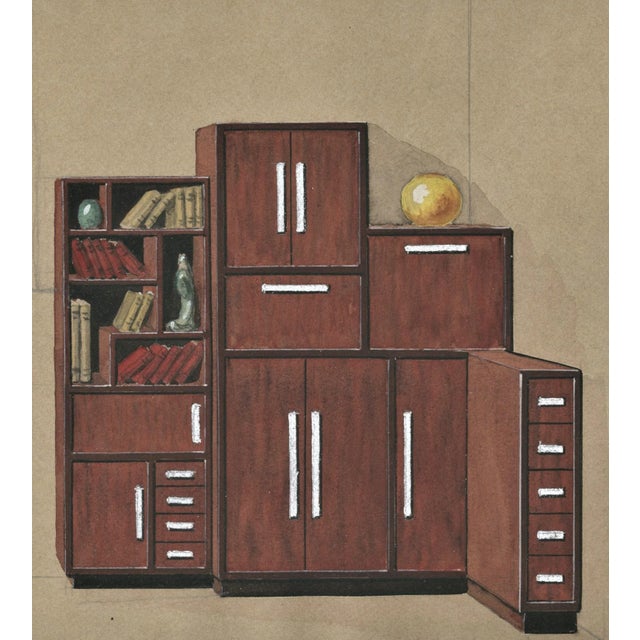 Art Deco 1930 French Art Deco Furniture Drawing Design For Sale - Image 3 of 6