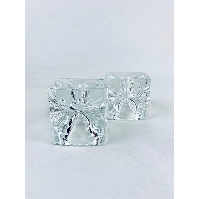 Mid-Century Modern Glass Ice Cube Candleholders by Rudolf Junikl, Set of 4 For Sale - Image 3 of 8