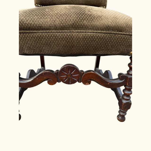 1930s Carved Armchair – Antique Wood Library Chair For Sale - Image 10 of 14