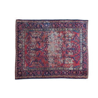 Distressed Vintage Lilihan Square Rug- 5'4" X 6'5" For Sale