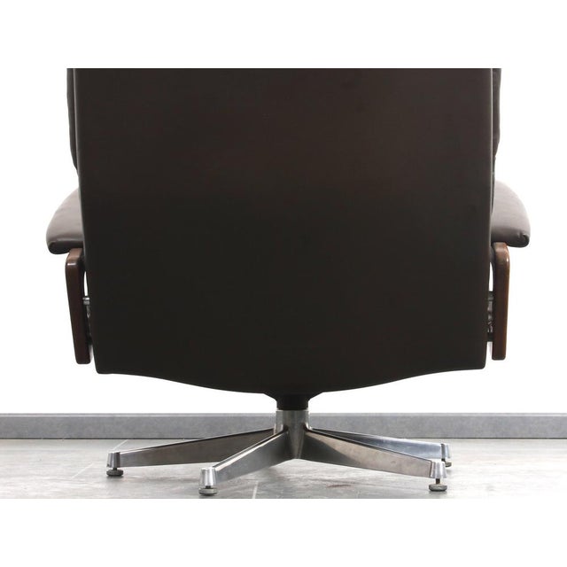 King Chair in Brown Leather by André Vandenbeuck for Strässle, 1960s For Sale - Image 12 of 18