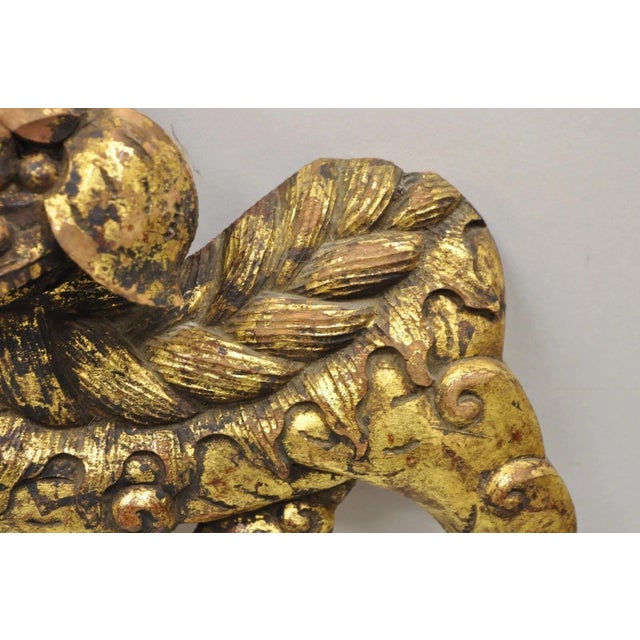 Mid 20th Century Vintage Chinoiserie Carved Wood Gold Gilt 12" Chinese Foo Dog Figures - A Pair For Sale - Image 5 of 11