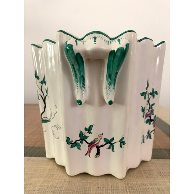 Chinoiserie Vintage French Hand Painted Chinoiserie Cachepot For Sale - Image 3 of 8