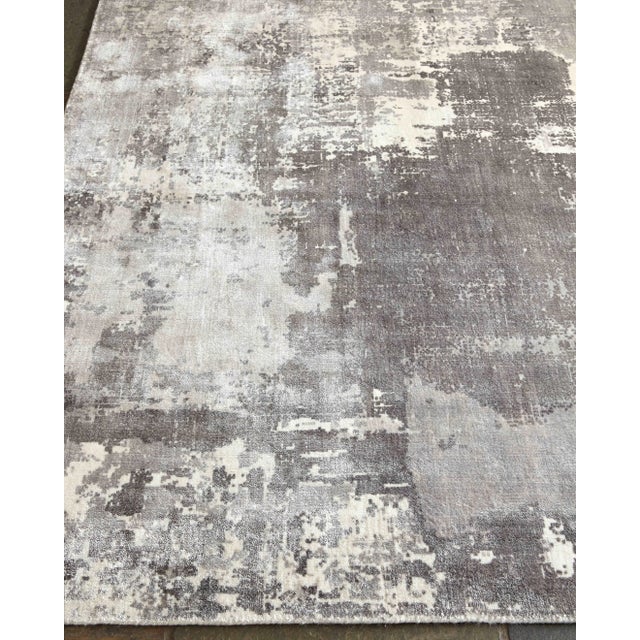 Gray Bridgewater Hand loom Bamboo Silk Gray Ivory Multi Rug - 10'x14' For Sale - Image 8 of 9
