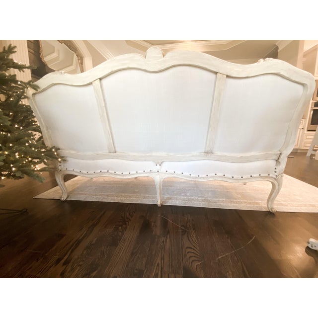1920s Vintage Fully Refurbished Louis XVI Style Settee For Sale - Image 4 of 10