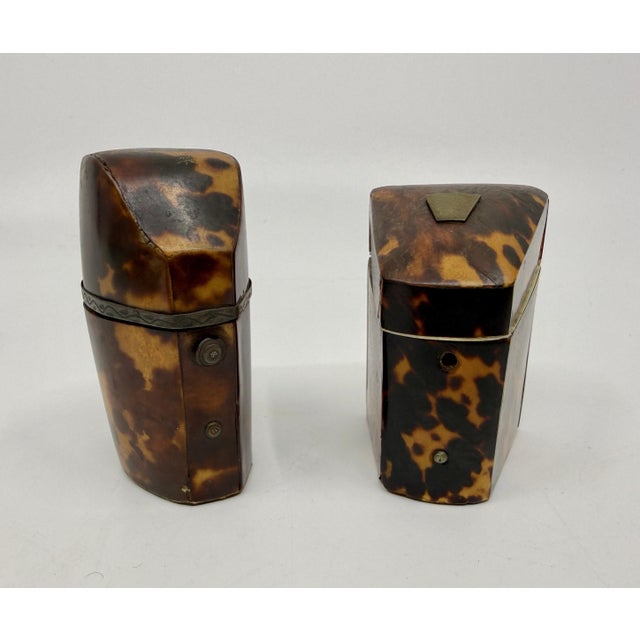 A lovely pair of Victorian horn perfume travel containers descended through a prominent New England Family. These two have...