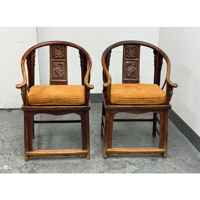 Antique Ming Horseshoe Arm Chairs, Pair For Sale - Image 16 of 16
