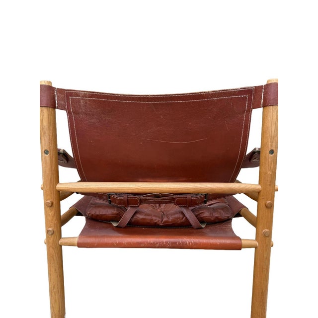 Vintage Sirocco Safari Chair in Patinated Cognac Leather and Oak by Arne Norell, Sweden, 1970s For Sale - Image 10 of 13