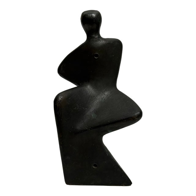 Mid 20th Century Modernist Bronze Figural Sculpture 9.5” Tall For Sale